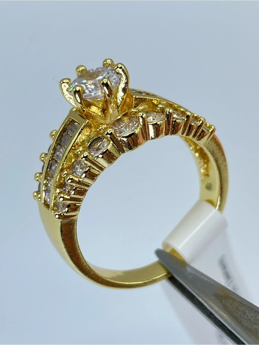 Swarovski Crystals Elements White Crystal Art Deco Bridal Ring Sz 9